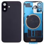 iPhone 16 Metal Back Cover Glass with Camera Lense and Magsafe Magnet-Black