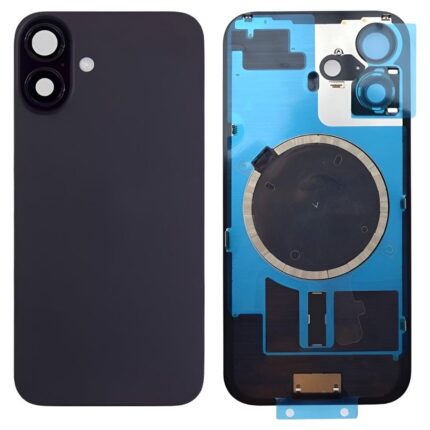 iPhone 16 Plus Metal Back Cover Glass with Camera Lense and Magsafe Magnet-Black
