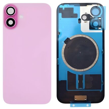 iPhone 16 Plus Metal Back Cover Glass with Camera Lense and Magsafe Magnet-Pink