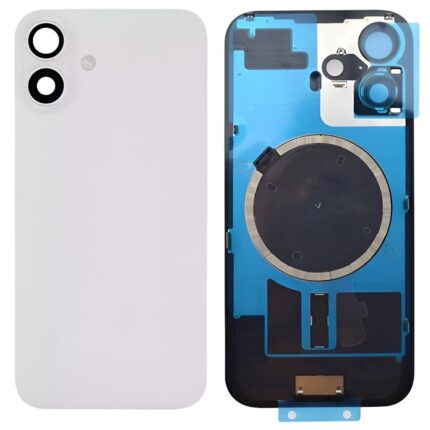 iPhone 16 Plus Metal Back Cover Glass with Camera Lense and Magsafe Magnet-White