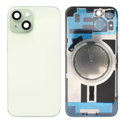 iPhone 15 Back Glass Cover With Camera Frame and Magsafe Magnet-Green