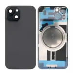 iPhone 15 Back Glass Cover With Camera Frame and Magsafe Magnet-Black
