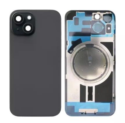 iPhone 15 Back Glass Cover With Camera Frame and Magsafe Magnet-Black