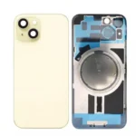iPhone 15 Back Glass Cover With Camera Frame and Magsafe Magnet-Yellow
