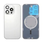 iPhone 16 Pro Metal Back Glass Cover with Camera Lense and Magsafe Magnet[White Titanium]