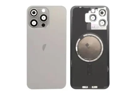 iPhone 15 Pro Back Glass Cover With Metal Plate and Magsafe Megnet-Natural Titanium